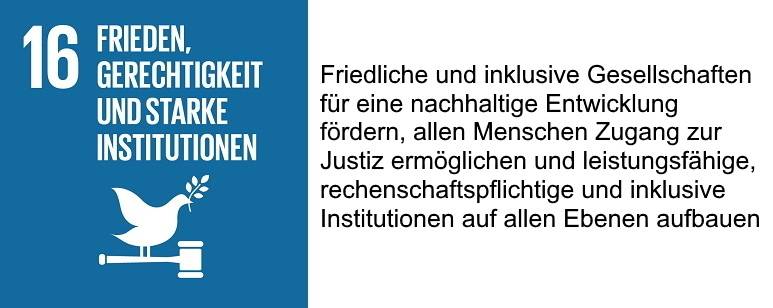 SDG 16 mit Beschreibung